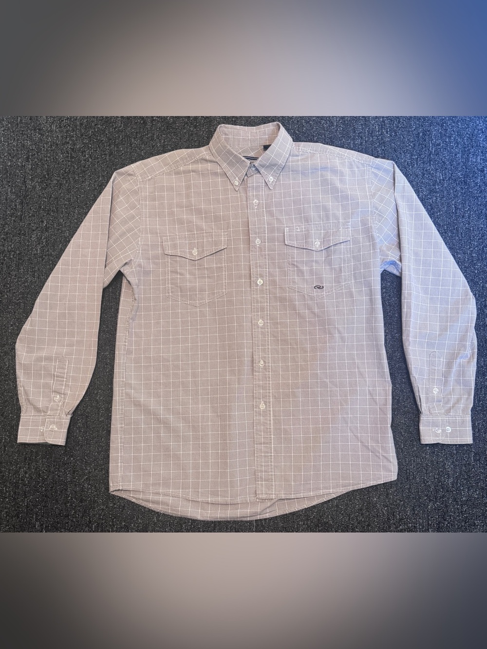Roper Western Button Down Shirt Mens Sz Medium Tan White Plaid Cowboy Coastal